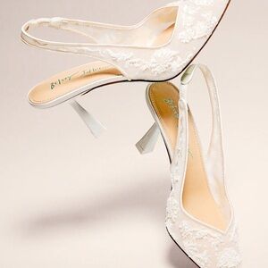 Betsey Johnson Ivory Lace Slingback Heels